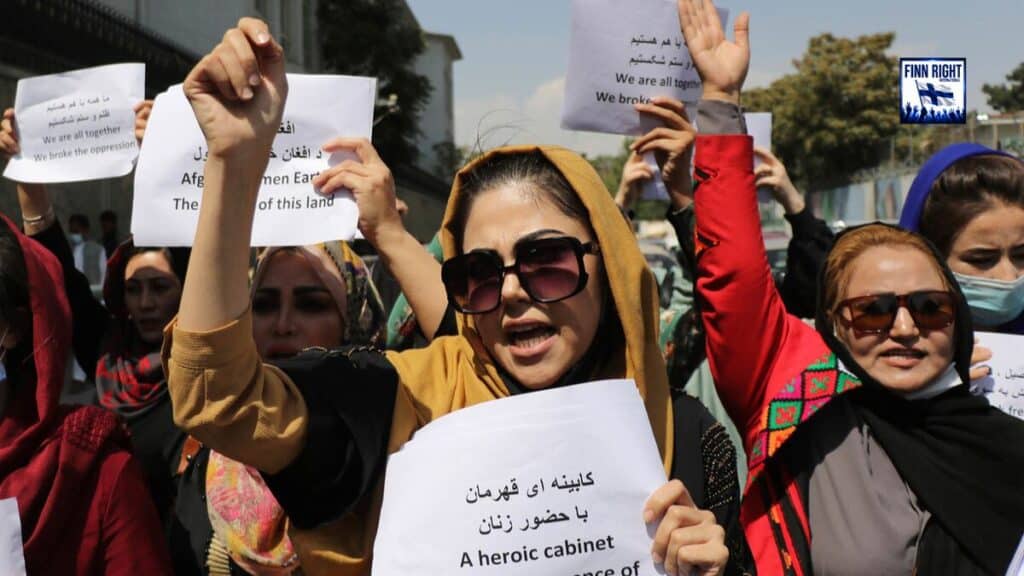 Afghan women protesting Taliban restrictions on women's rights and education 2026