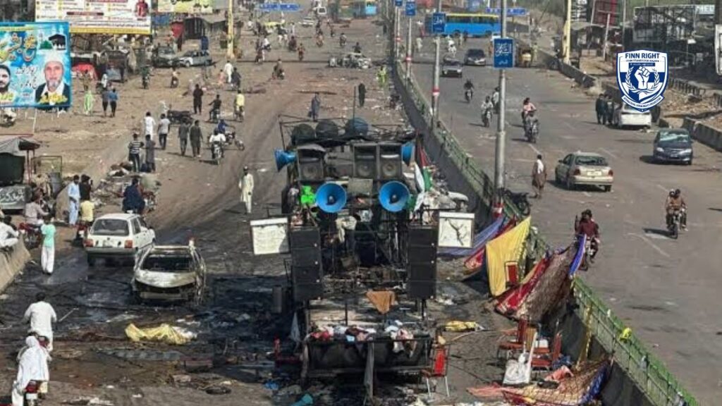 Police and protesters clash during TLP crackdown in Lahore–Muridke corridor, highlighting human rights concerns in Pakistan
