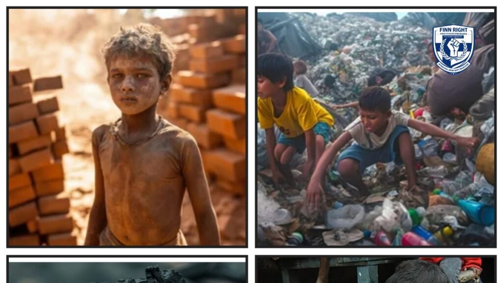 Child labor in India showing young children working in hazardous conditions instead of attending school