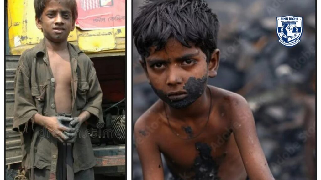Child labor in India showing young children working in hazardous conditions instead of attending school