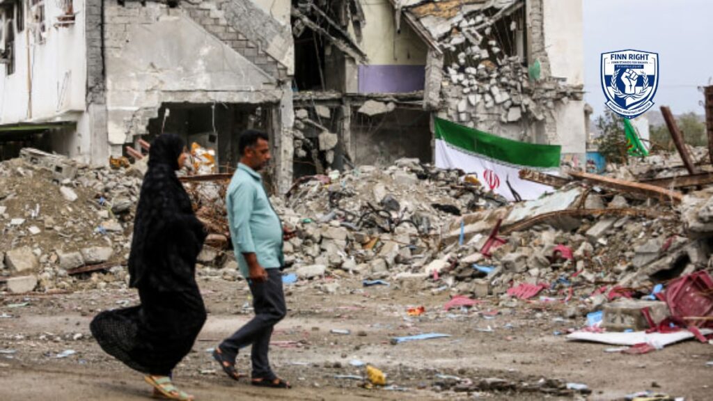 “Minab school strike aftermath showing damaged classroom where children were killed during missile attack.”
