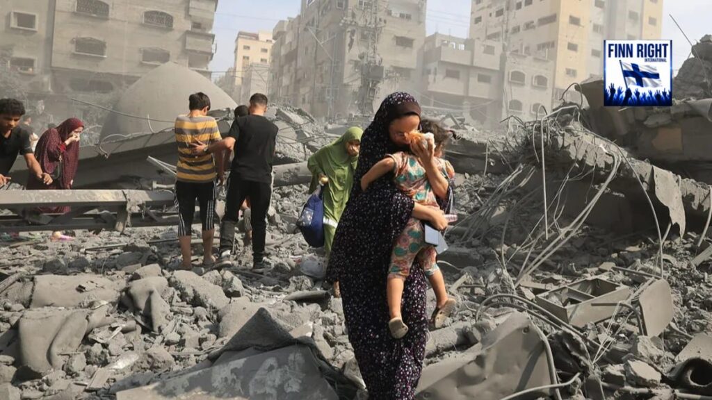 Civilian families displaced amid widespread destruction and humanitarian crisis in Gaza, 2026