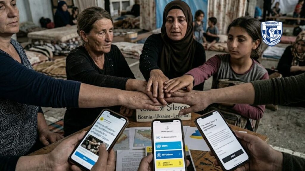 "A professional news-style image showing humanitarian aid or support for women and girls in Southern Lebanon, highlighting relief efforts."