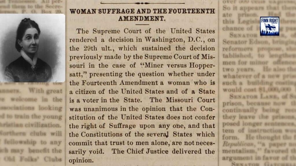 Virginia and Francis Minor who took women's suffrage case to the Supreme Court — an example of how 7 men decide on women's rights through legal battles