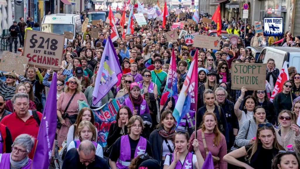 Modern women's rights protest showing that the fight continues today — when 7 men decide on women's rights it affects millions of women worldwide